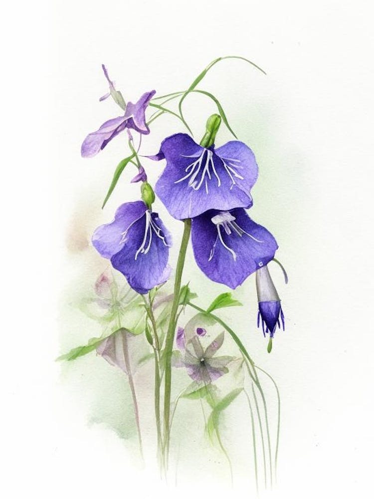Bellflower Wildflower Watercolour 1