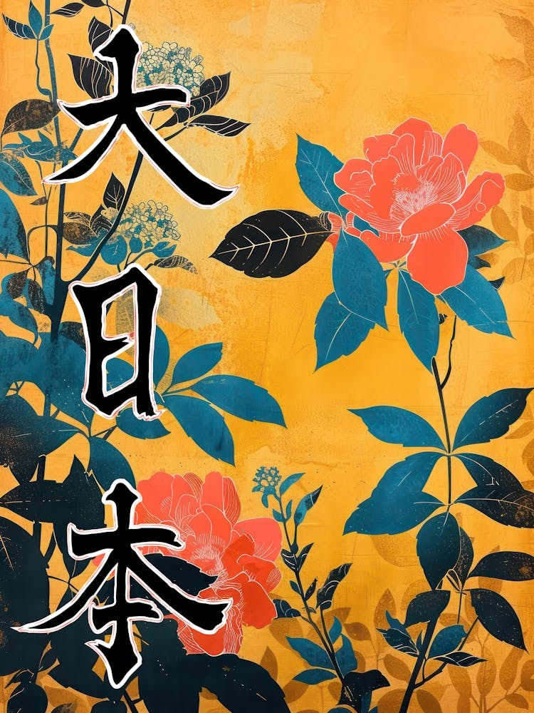 Great Japan Hokusai Poster Japanese Flowers 1
