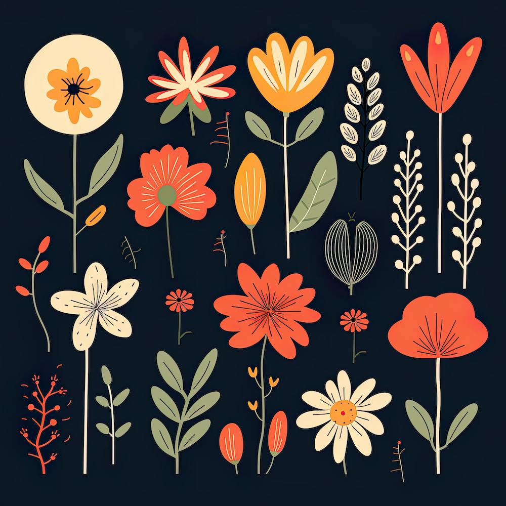 Fleurs sur Fond Noir