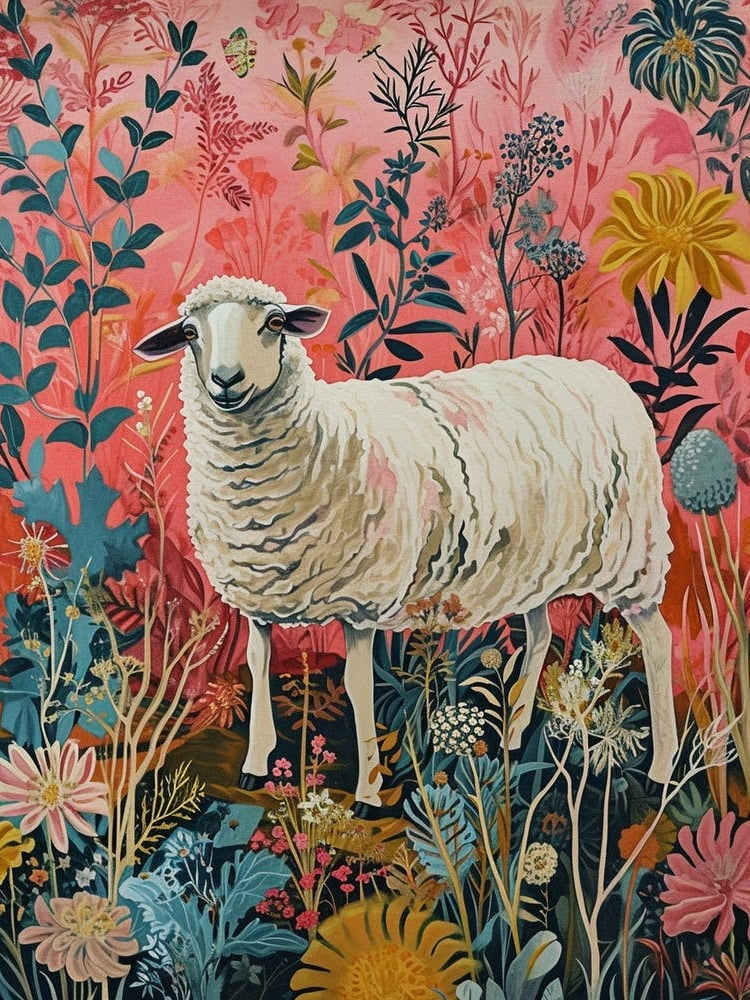 Floral Animal Painting Sheep 3