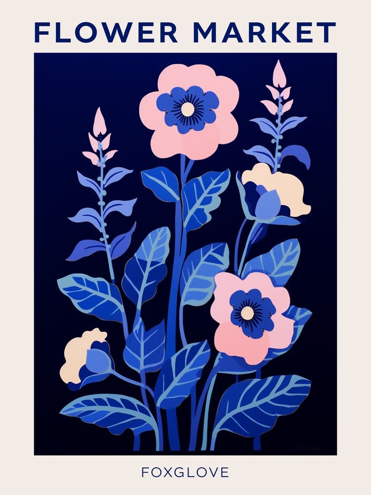 Blue Flower Market Poster Foxglove 2