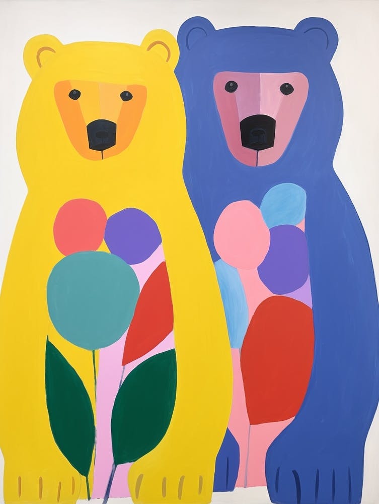 Buntes Kinder Tierkunst Grizzlybär 1