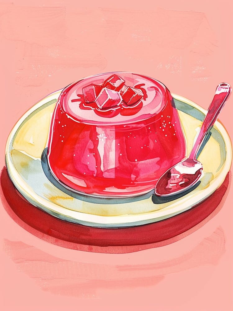 Pink Rasperry Jelly Retro Illustration