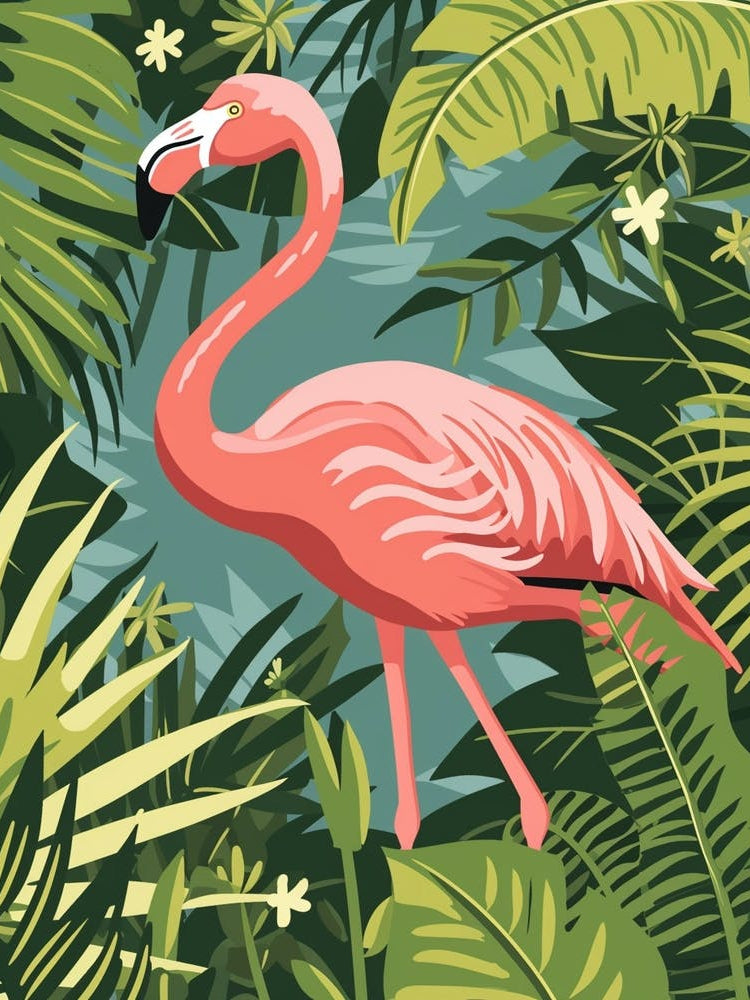 Greater Flamingo Kenya Tropical Illustration 5