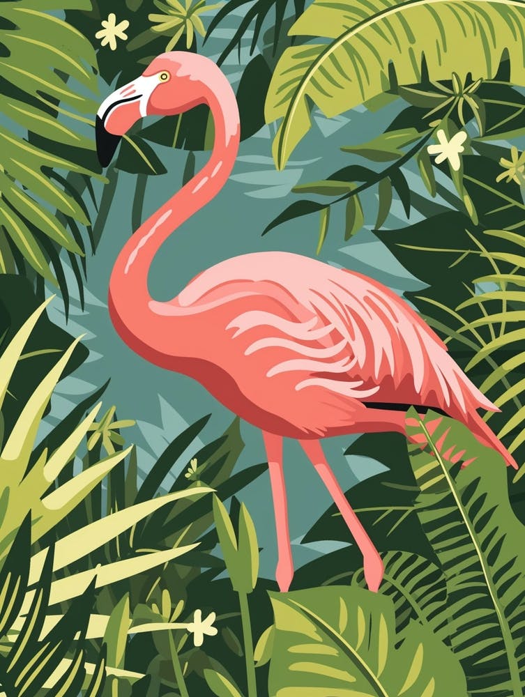 Greater Flamingo Kenya Tropical Illustration 5