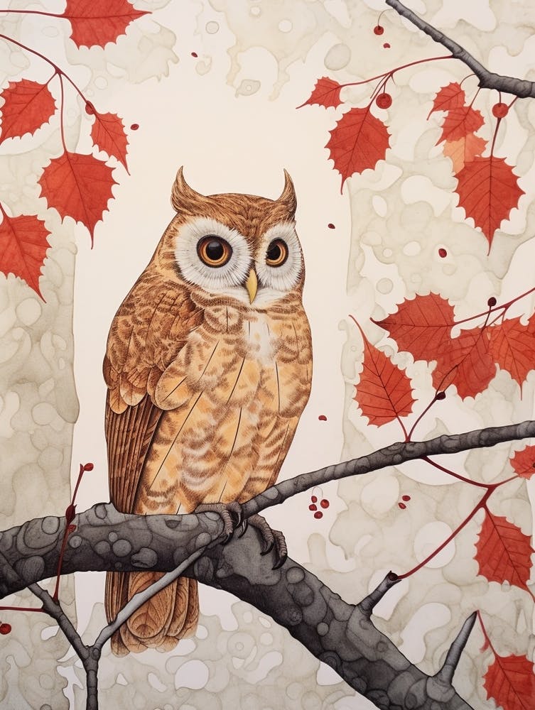 Bird Illustration Eastern Screech Owl 1