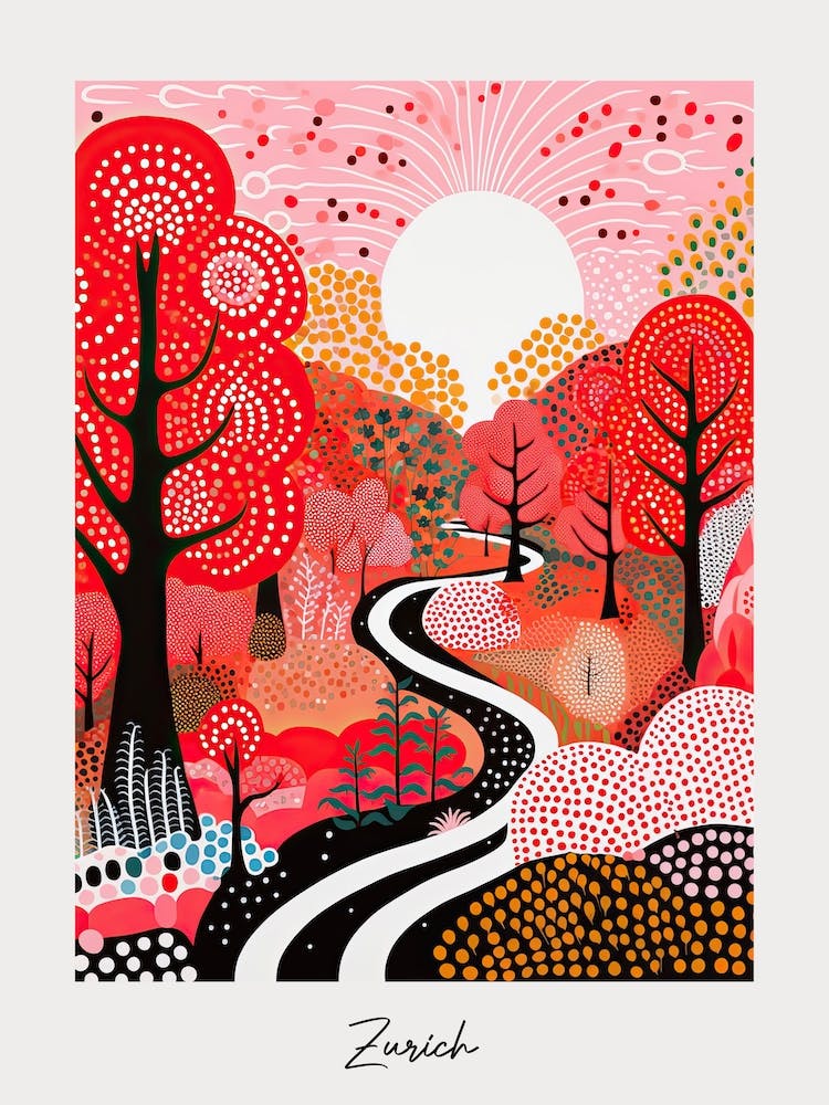Poster von Zürich, Illustration im Stil von Pop Art 2
