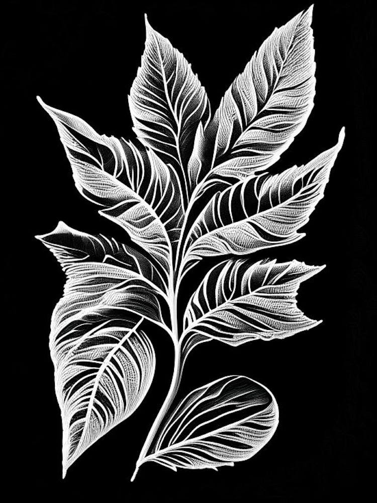 Stevia Leaf Linocut 1