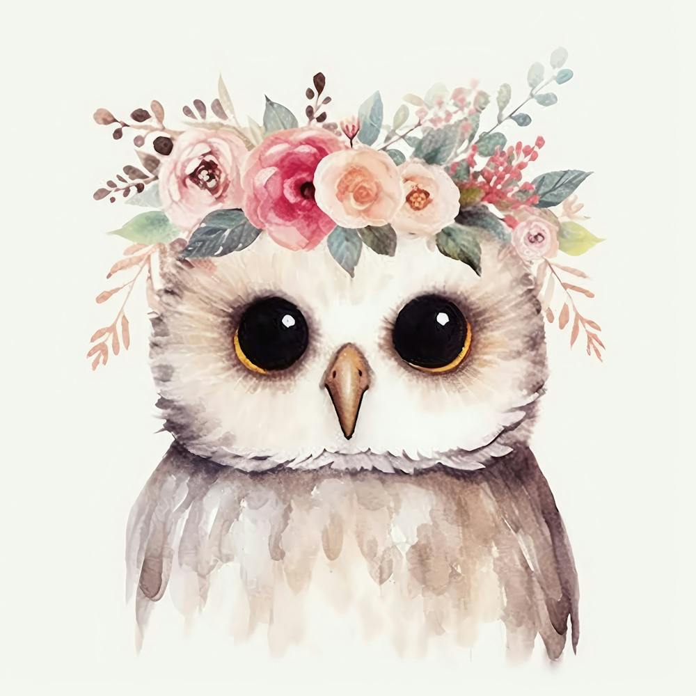 Owl With Flowers