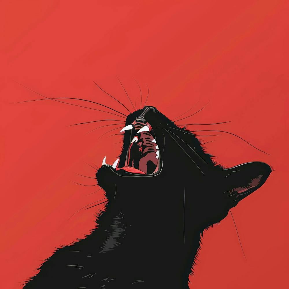 Schwarze Katze Brüllend 1