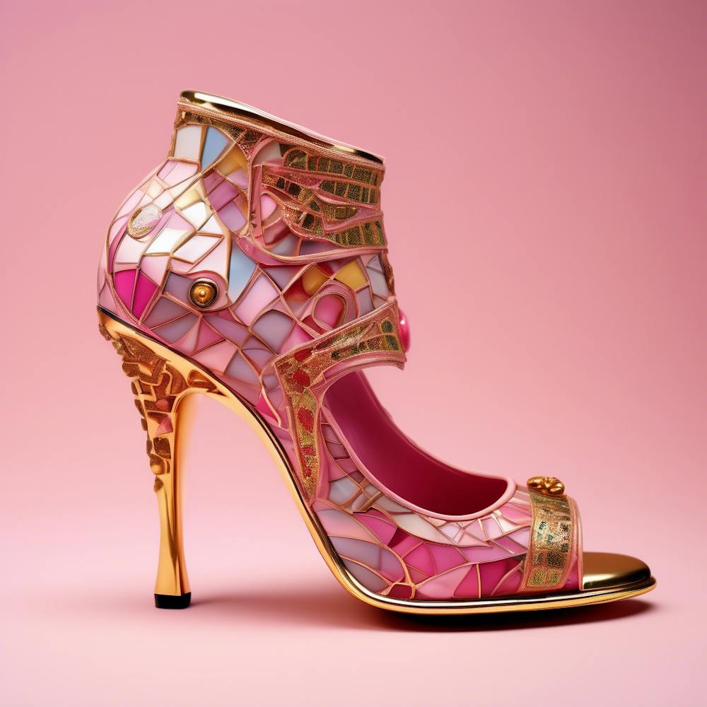 Chaussures à Talons Roses et Or
