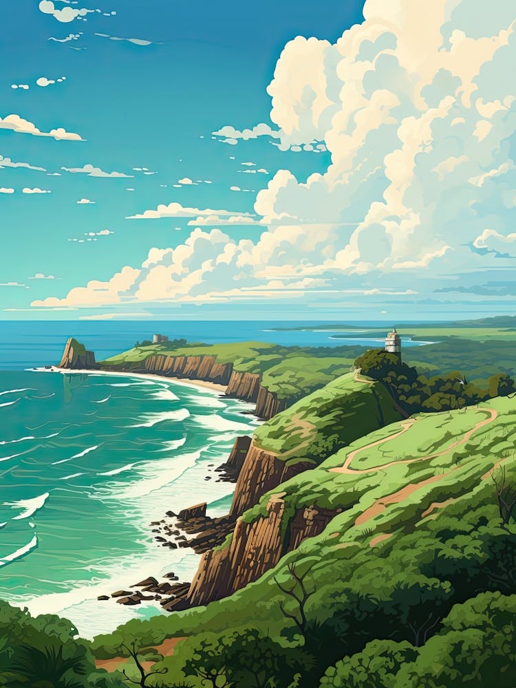 Cape Byron, Australia, Flat Illustration 1