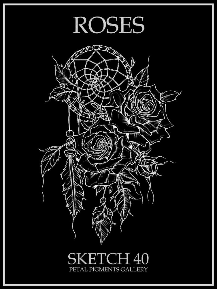 Roses Sketch 40 Poster Inverted
