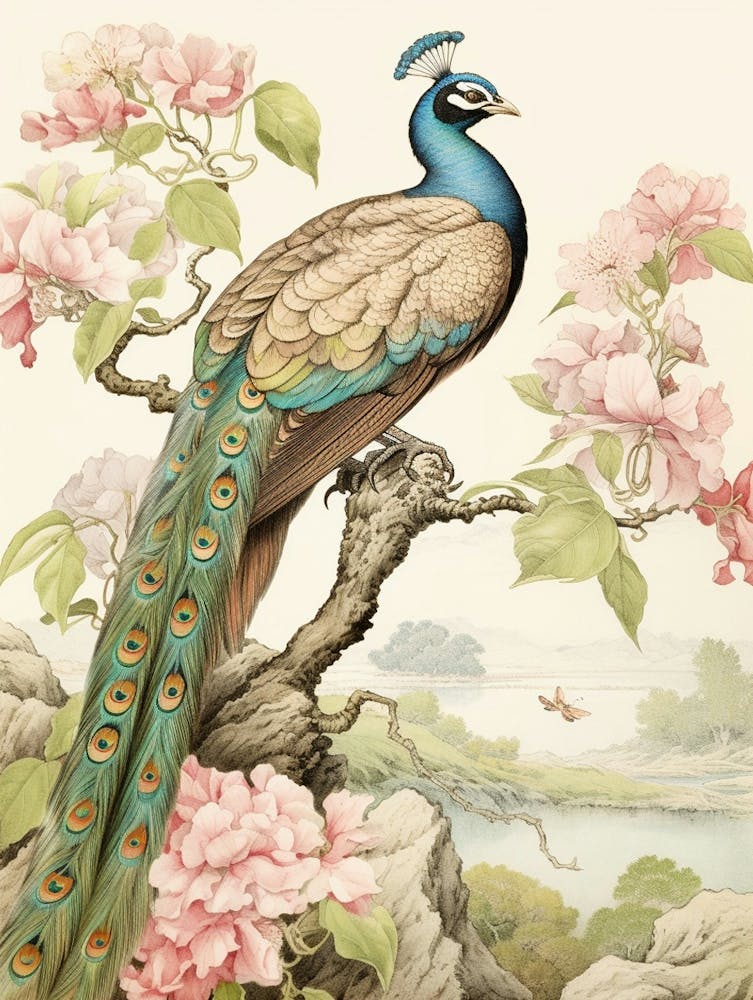 Storybook Animal Watercolour Peacock 1