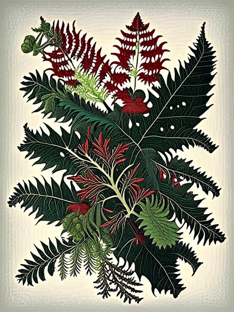 Japanese Holly Fern 1 Vintage Botanical Poster