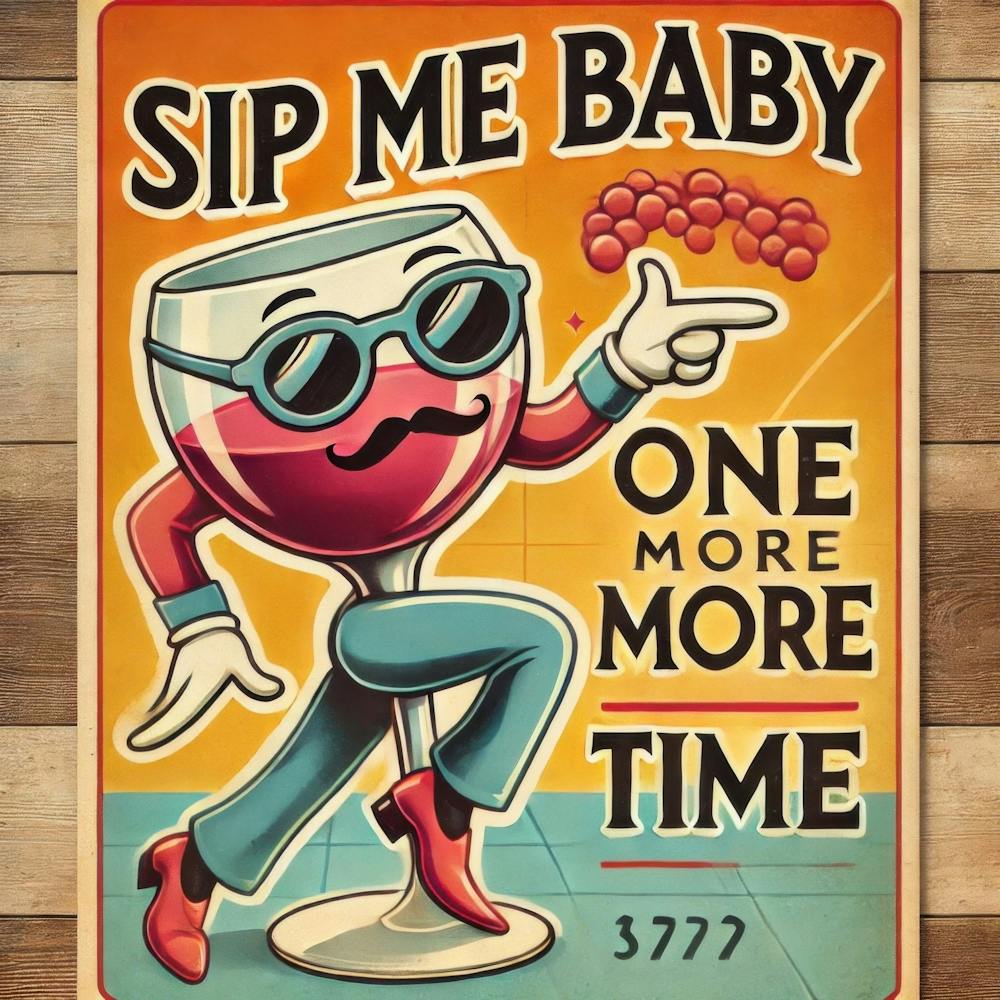 Sip me, Baby, One More Time. Kitschy Kitchen Art Series.