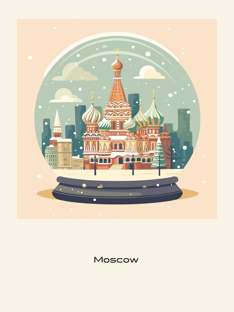 Moscow Russia 3 Snowglobe Poster