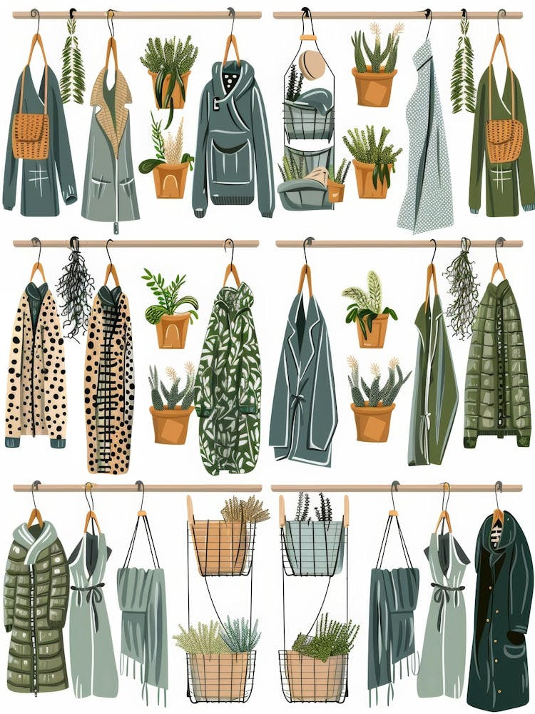 Set Of Clothes And Plants