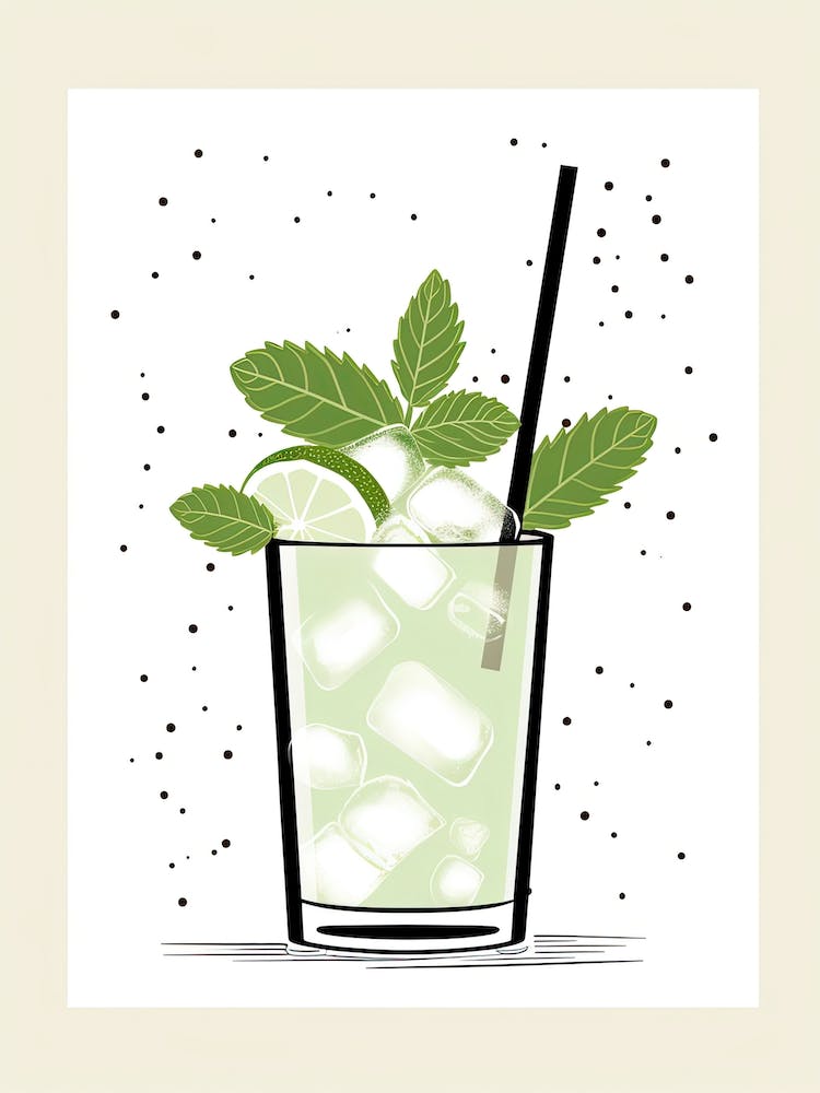 Illustration Mint Julep Floral Infusion Cocktail 1