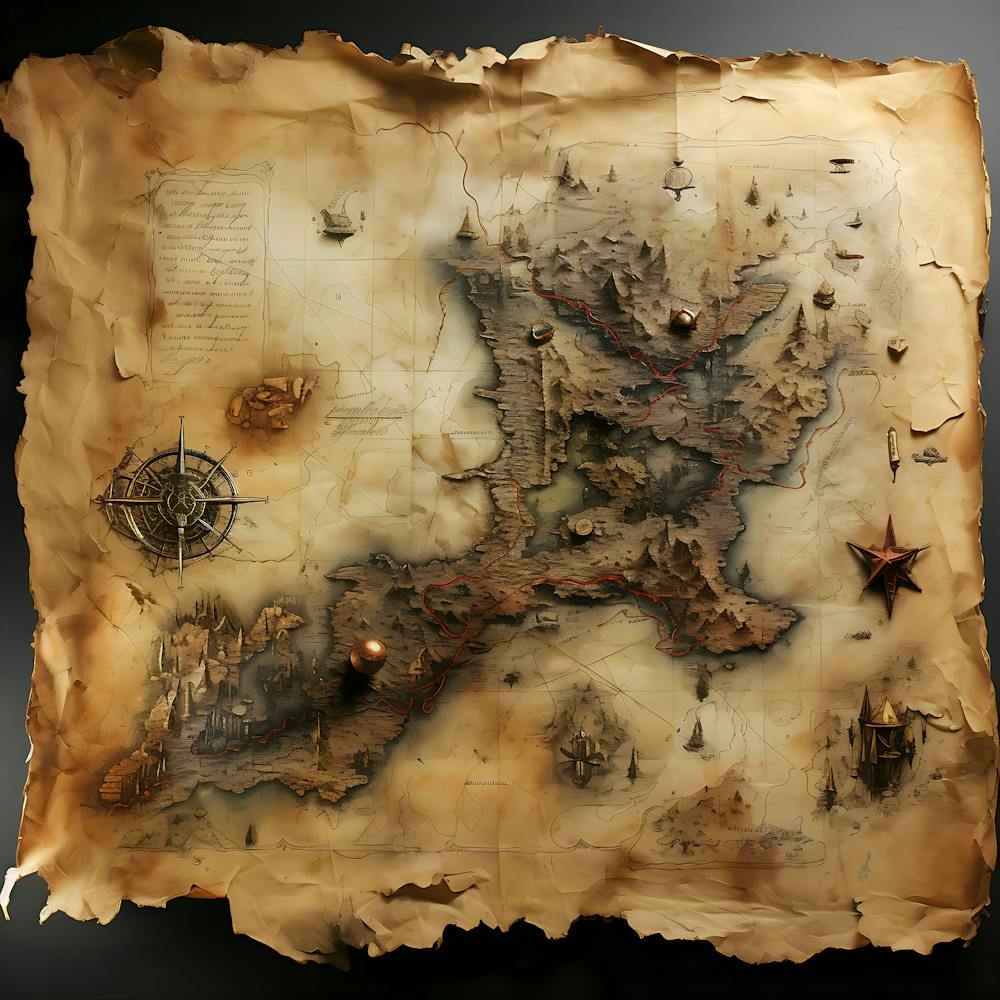Treasure Map Parchment Treasure Hunt Adventure Exploration Voyage