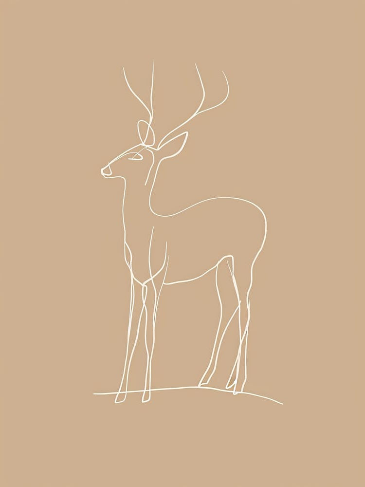 Deer Drawing - Boho, Line Art 2