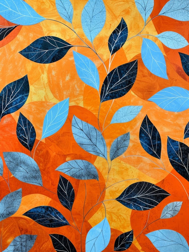 Blue And Orange Leaves 5