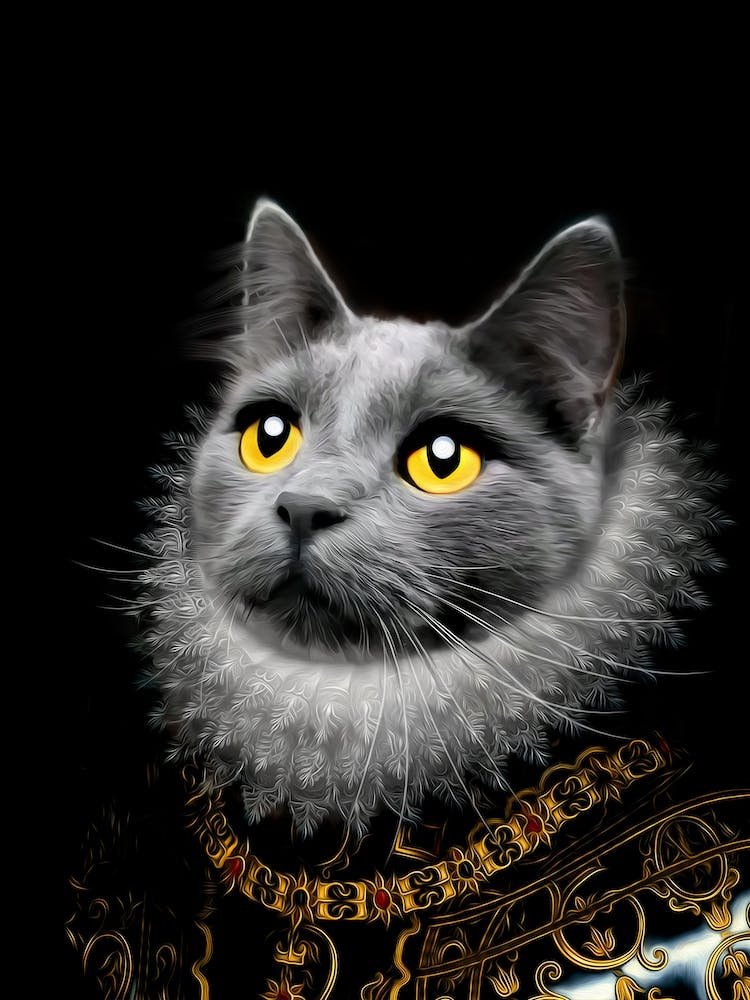 Grey Betty The Cat In Armor Pet Portraits