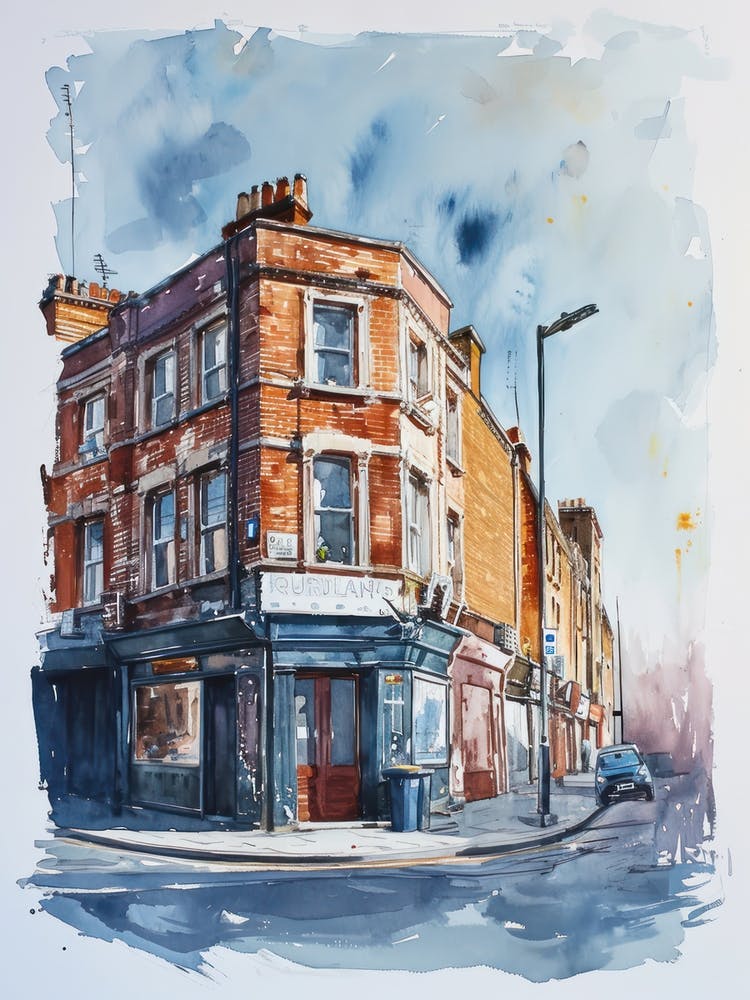 Enfield London Borough   Street Watercolour 3