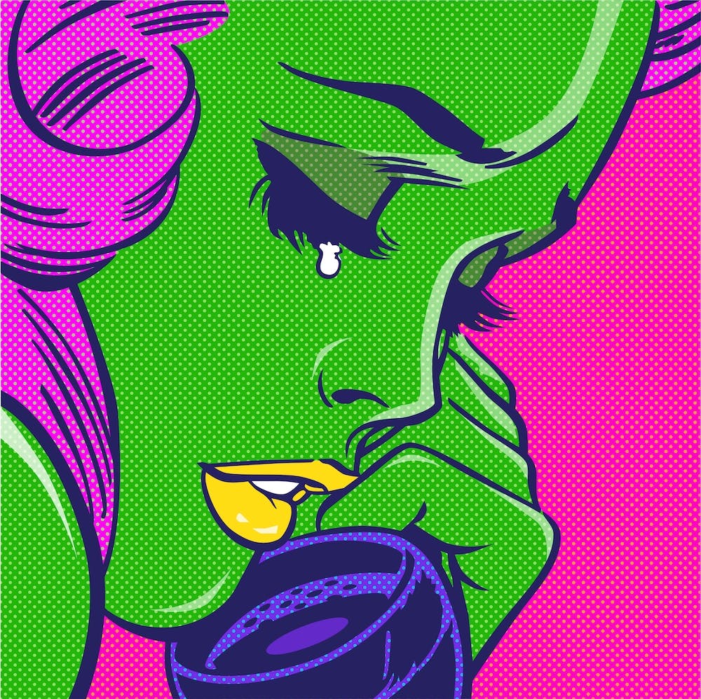 GIRL TALKING GREEN| HQ Vector version  | POP ART WORLD 2023 | www.popart.world