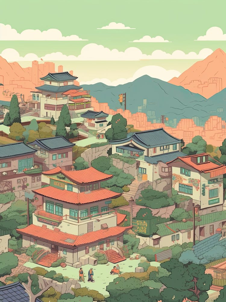 Seoul South Korea Travel Illustration 4