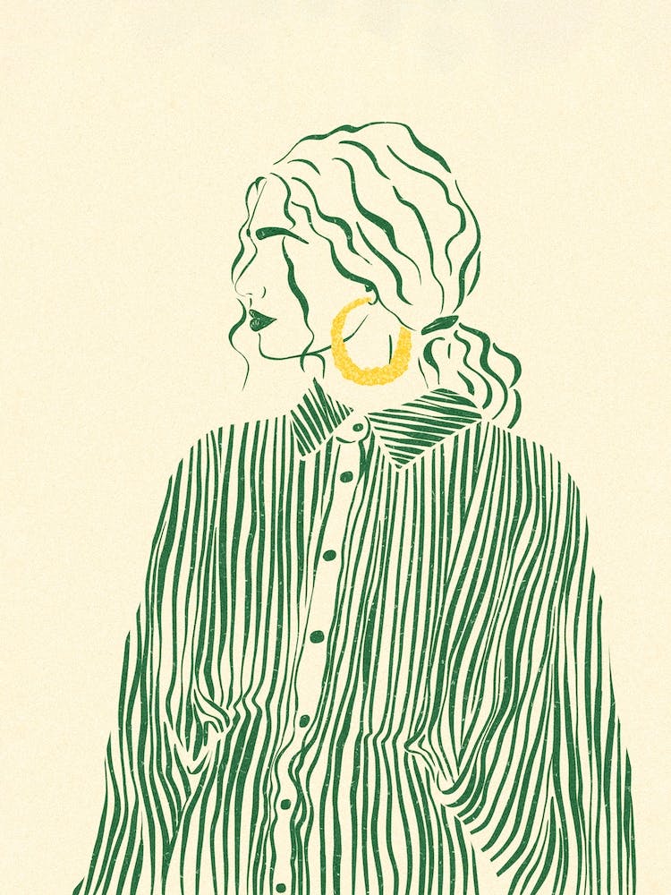 Woman In Green Stripes