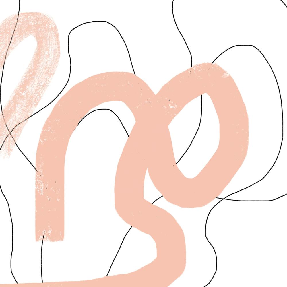 Minimal Abstract Pink And Black Line Drawing