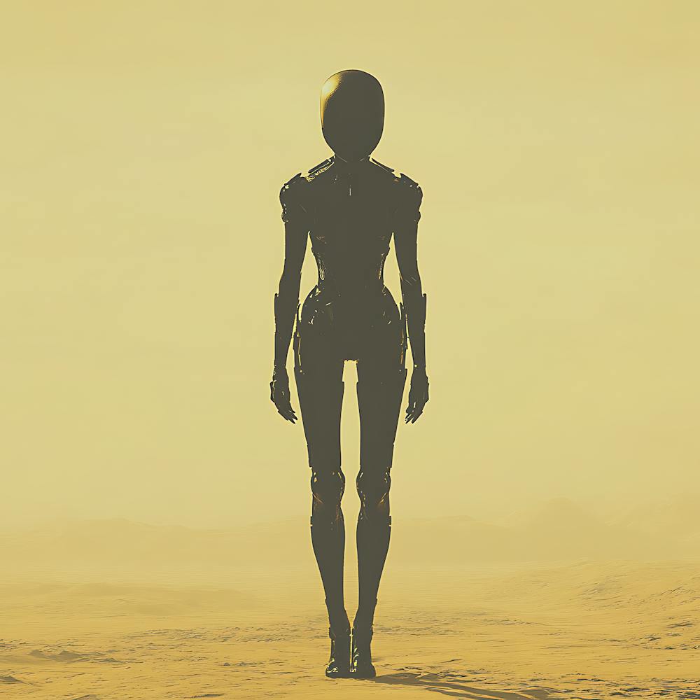 Silhouette Of A Woman In The Desert