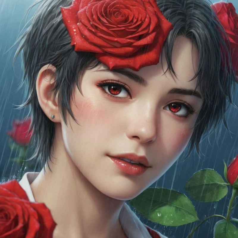 Girl With Red Roses