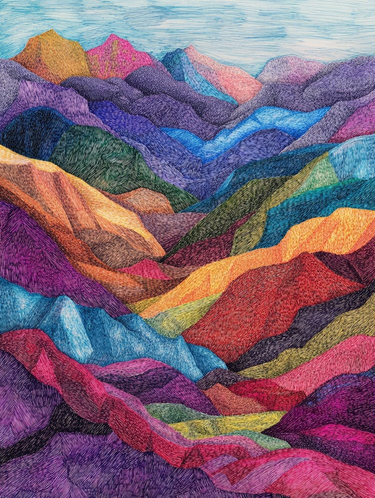 Affiche Illustration Montagne Colorée