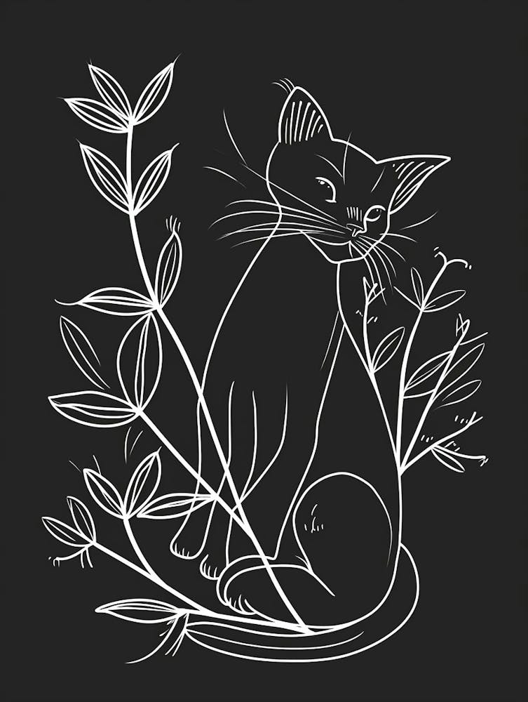 Japanese Bobtail Illustration Minimaliste 4