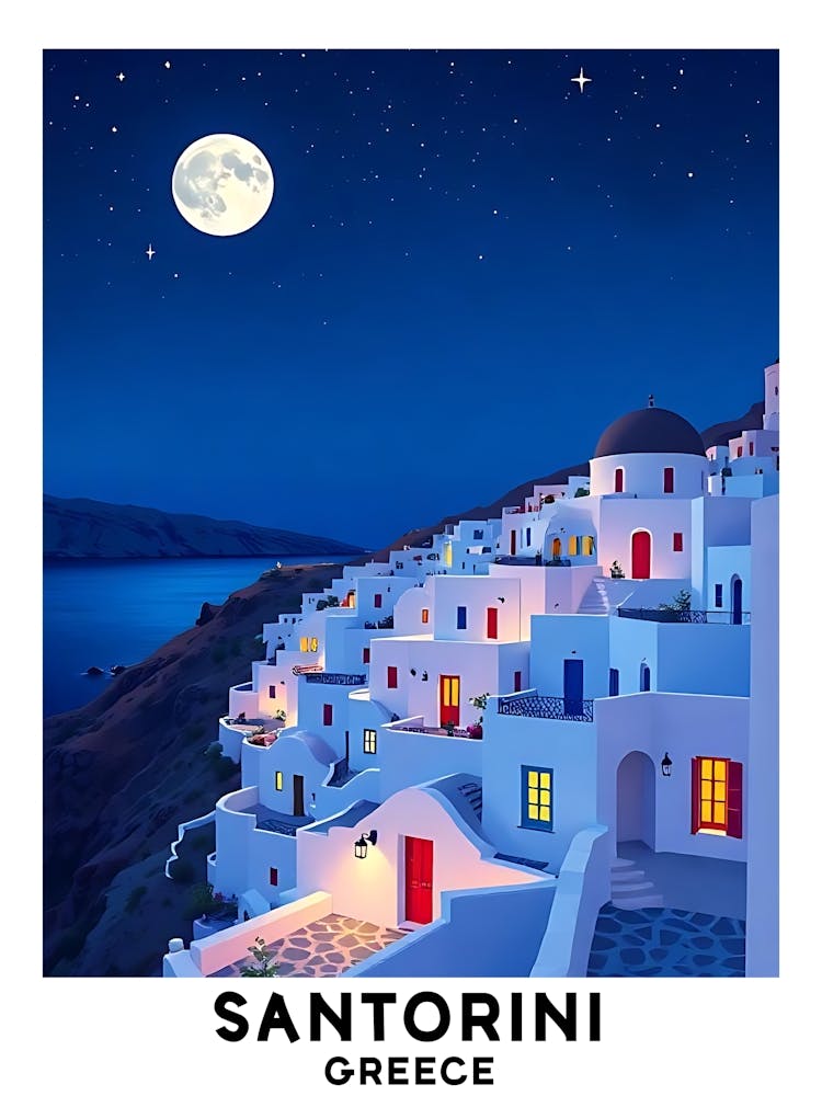 Santorini - Greece Vintage Travel Poster 4