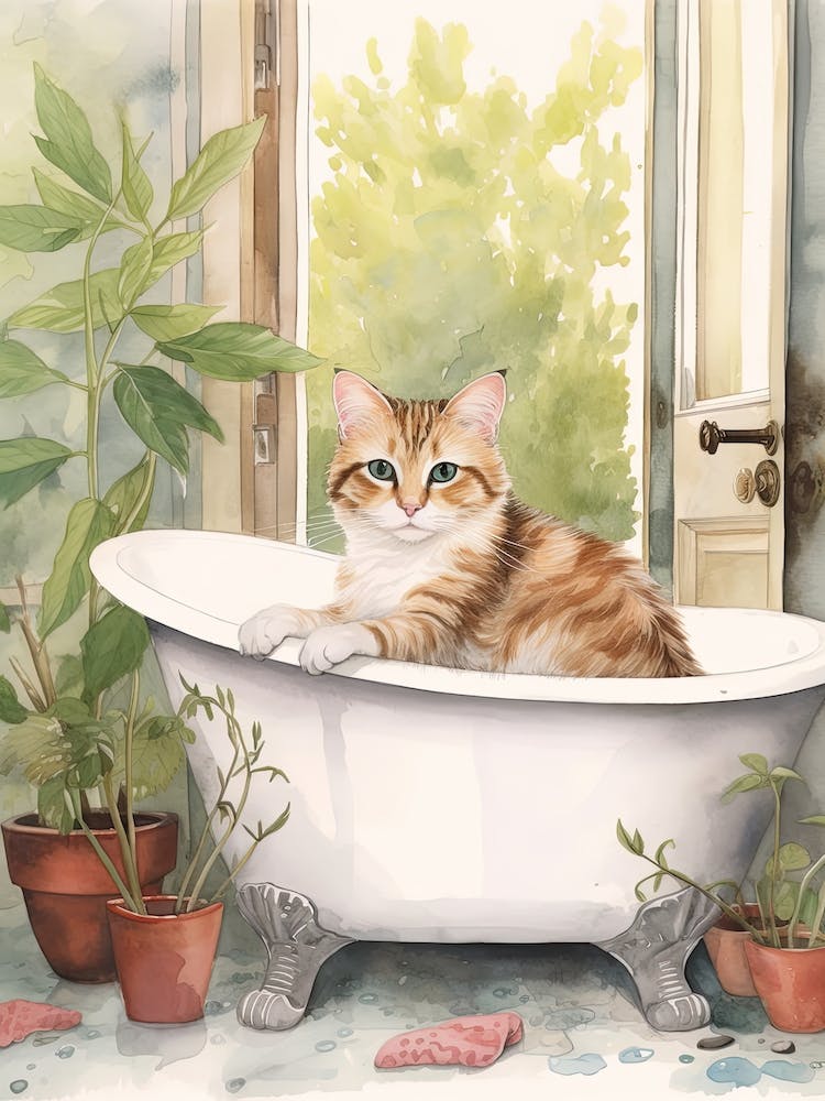 Chat Turc dans la baignoire Salle de Bain Botanique 5