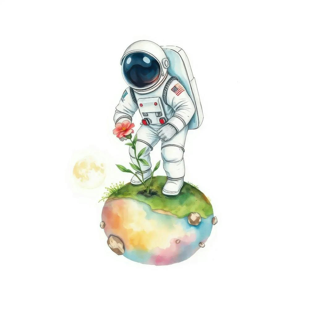 Astronaut Holding A Flower