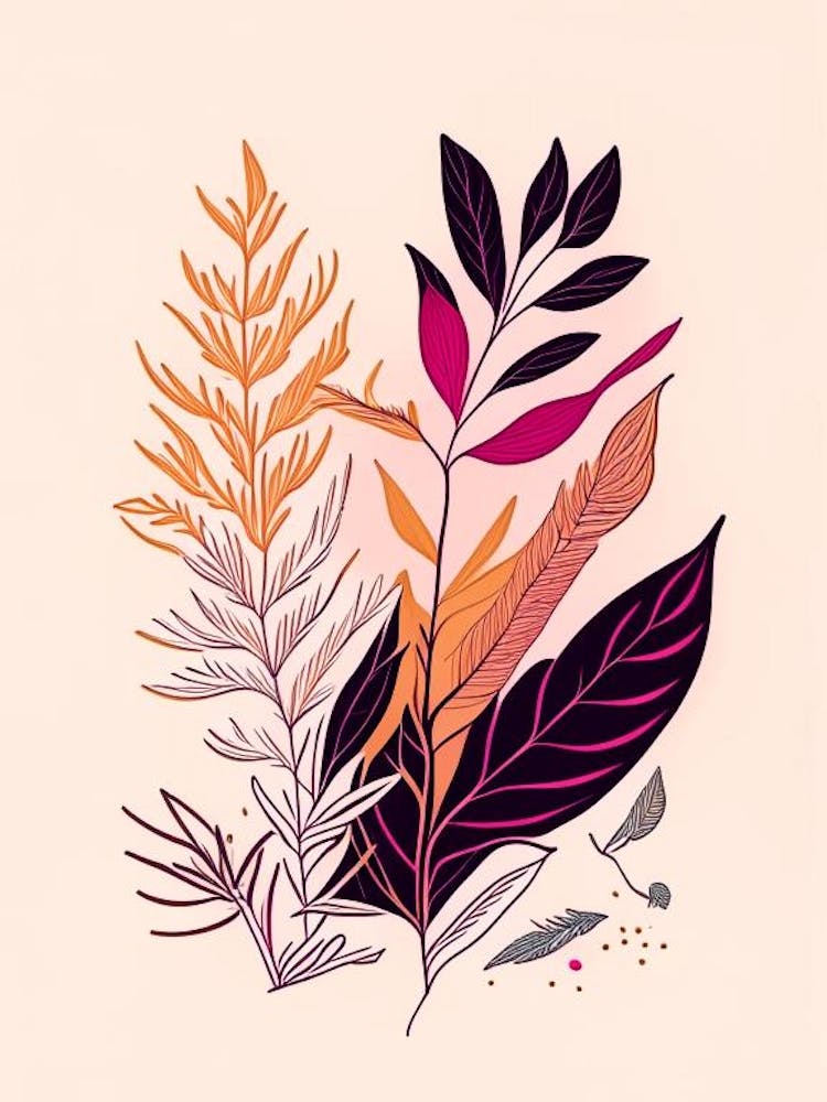 Licorice Spices And Herbs Minimal Line Drawing 1