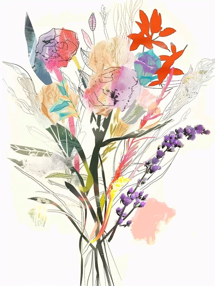 Fountain Grass 4 Collage Flower Bouquet