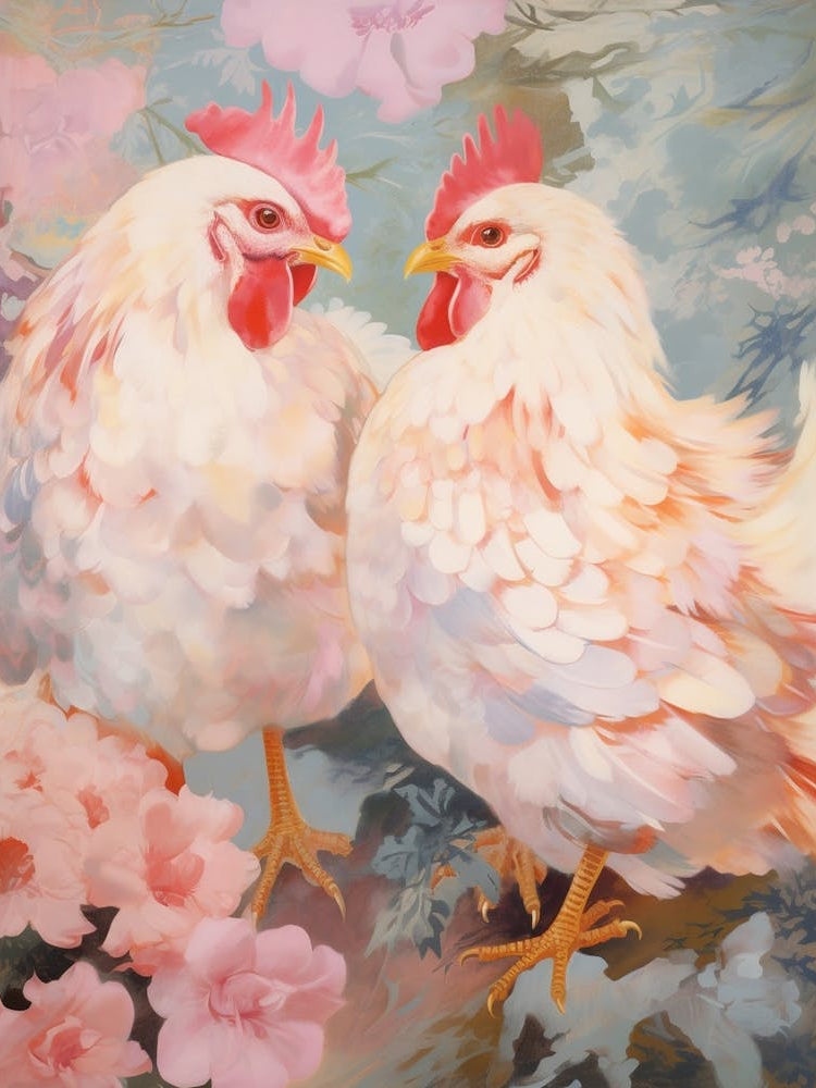 Pink Ethereal Bird Painting Chicken 4