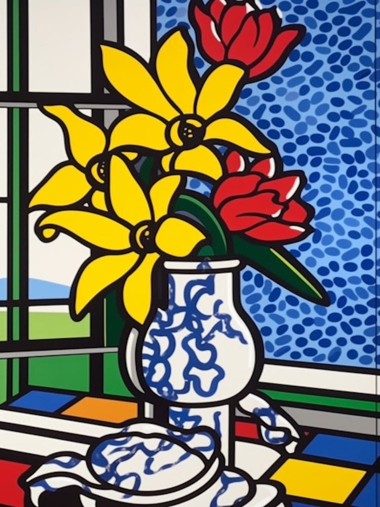 Lilies Flower Still Life  4 Pop Art Style