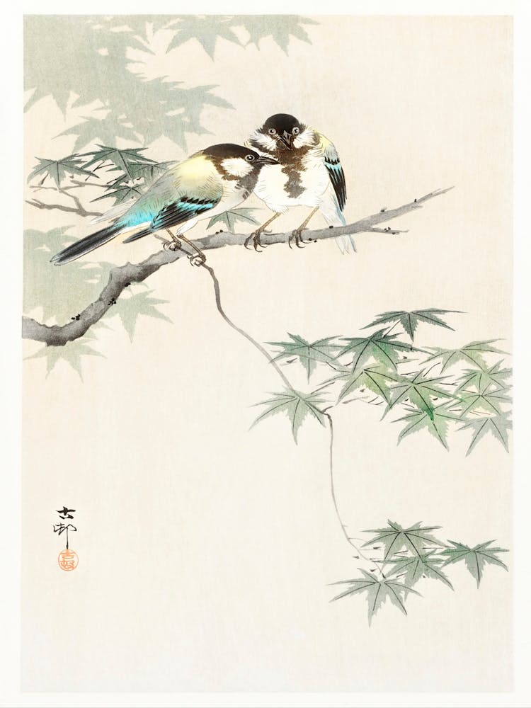 Great Tits On Maple Branch (1900 1936), Ohara Koson