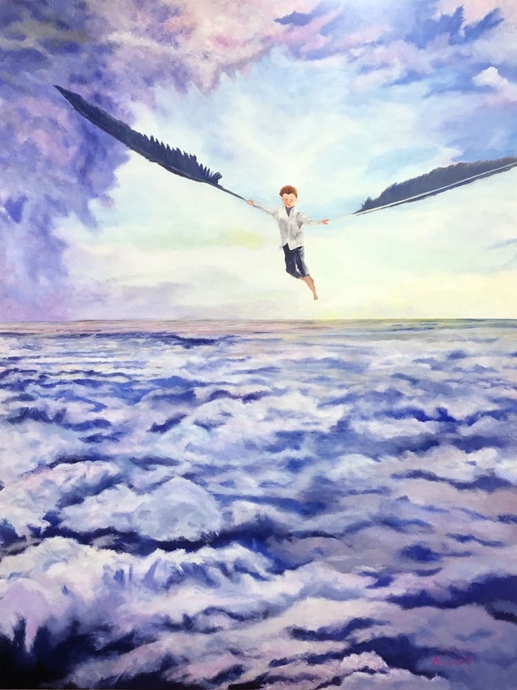 Ascension Boy Flying With Feathers