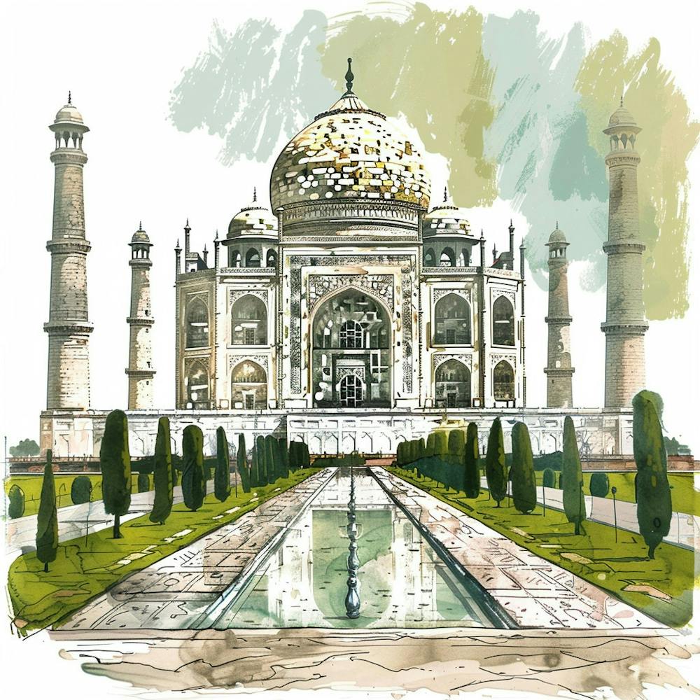 A Taj Mahal In Agra Expressive Strokes Illustrat 1719953822 4
