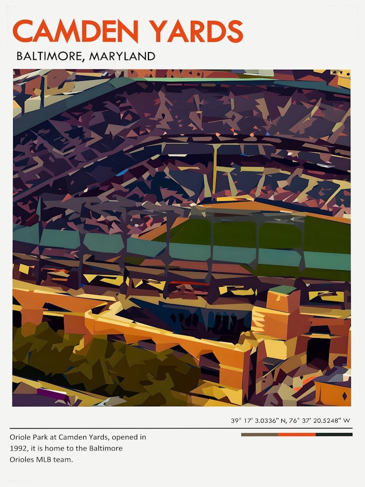 Baltimore Orioles Poster Camden Yards Stadium Mlb Poster For Sports Fans Minimalist Orioles Poster Modern Baltimore Orioles