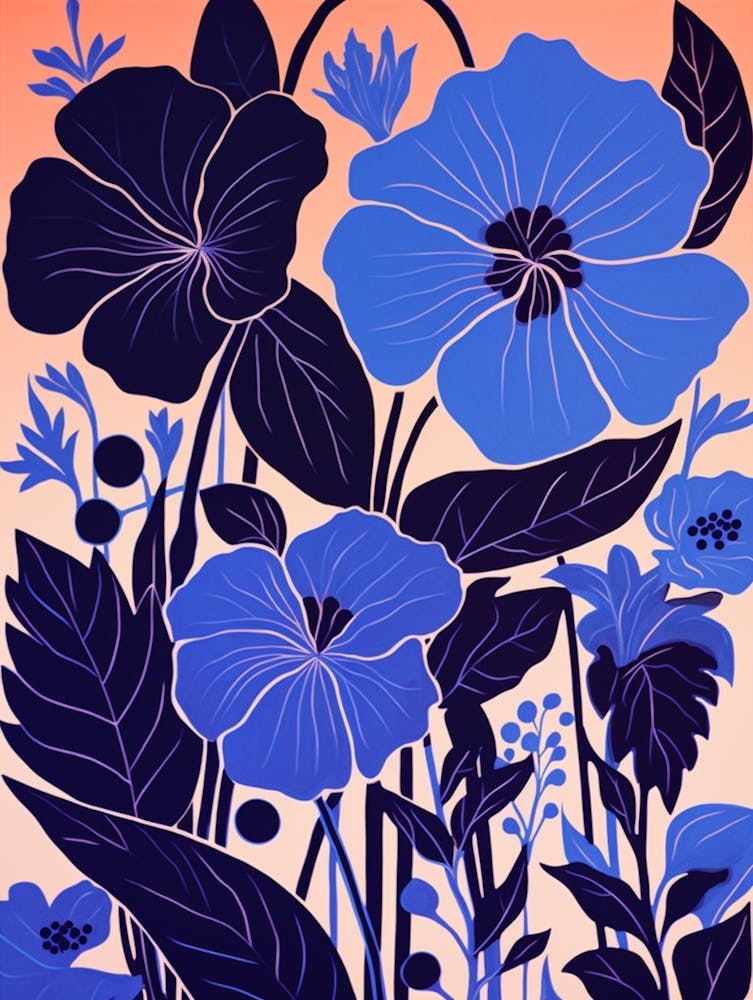 Blue Flower Illustration Hibiscus 1