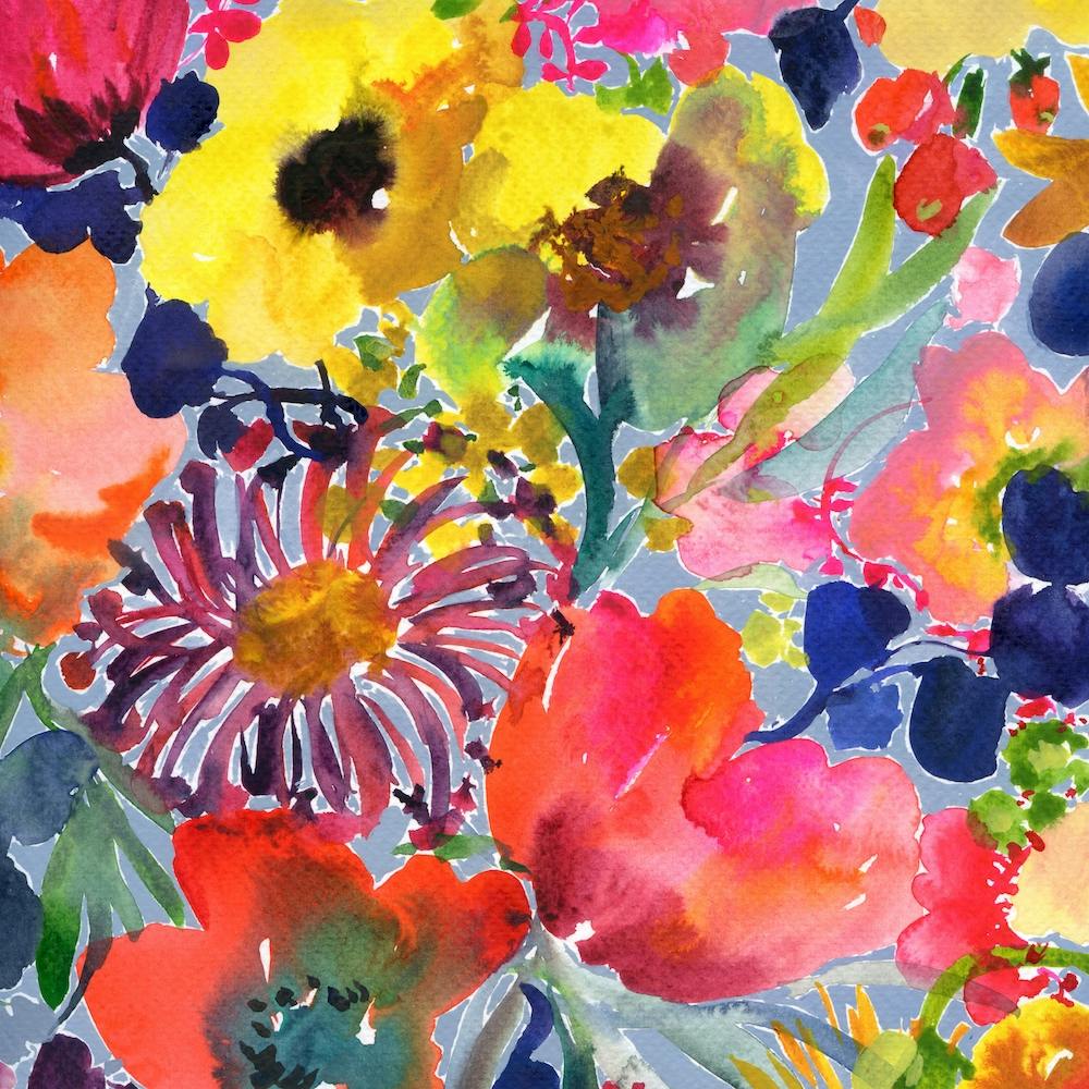 Watercolor Flowers with yellow