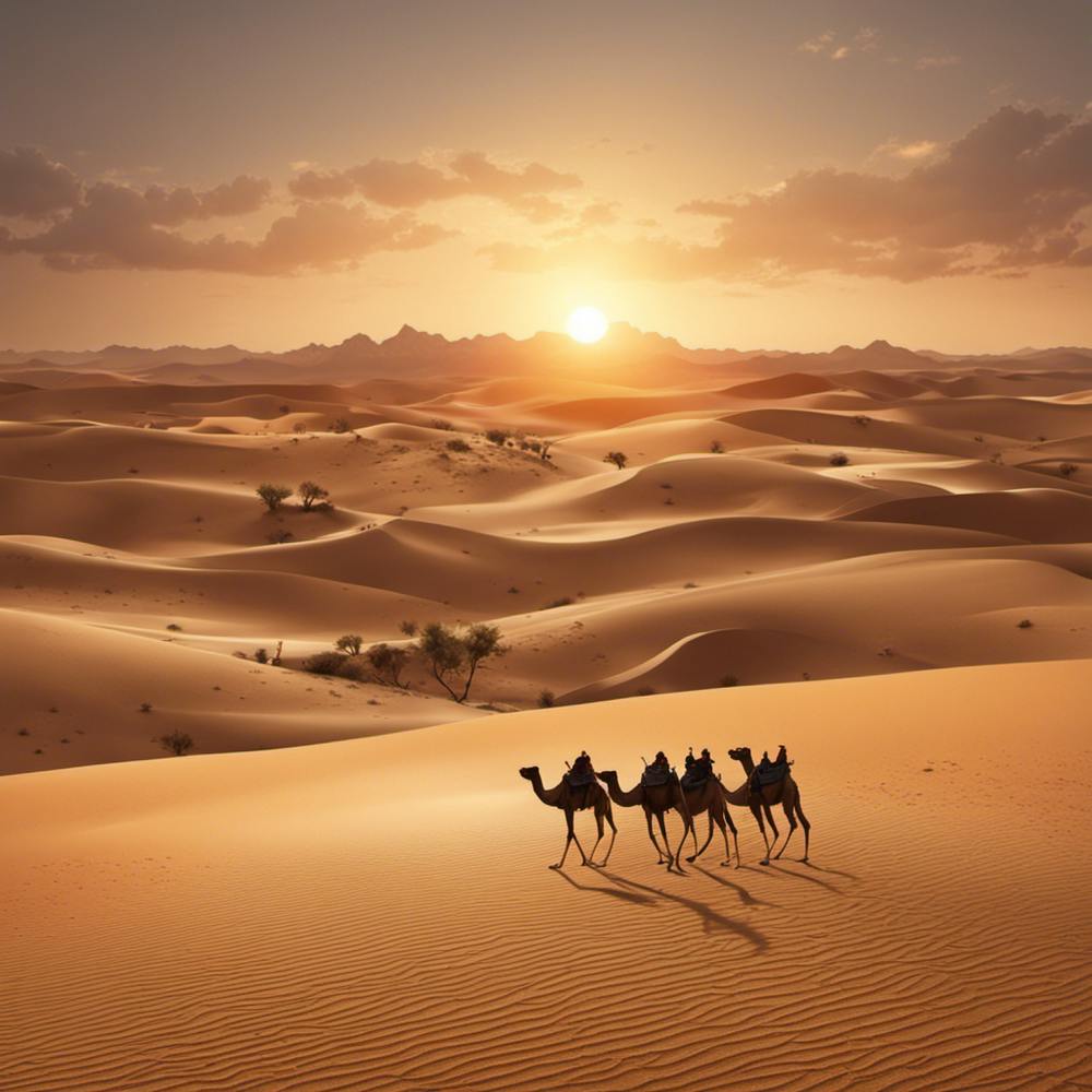 Camels In The Desert